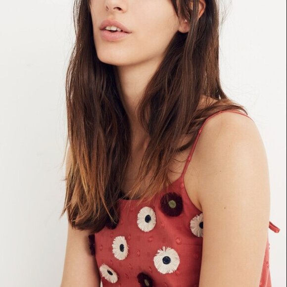 Madewell Embroidered Sunflower Cami Babydoll Dress Bohemian Granola Girl Sz S - Picture 3 of 9